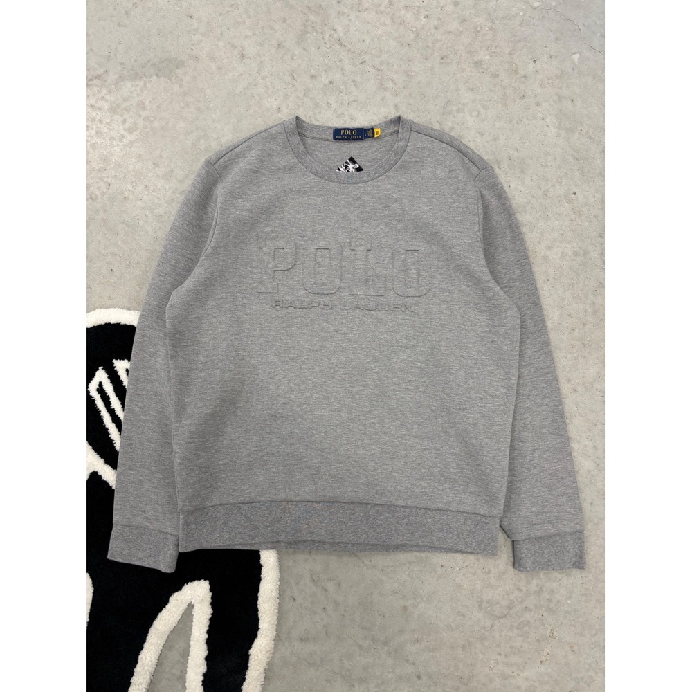 Polo Ralph Lauren Mens Gray Embossed Logo Crewneck Sweatshirt Large